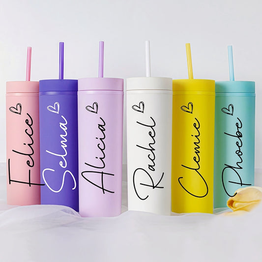 Personalised 16oz Matte Tumbler With Straw