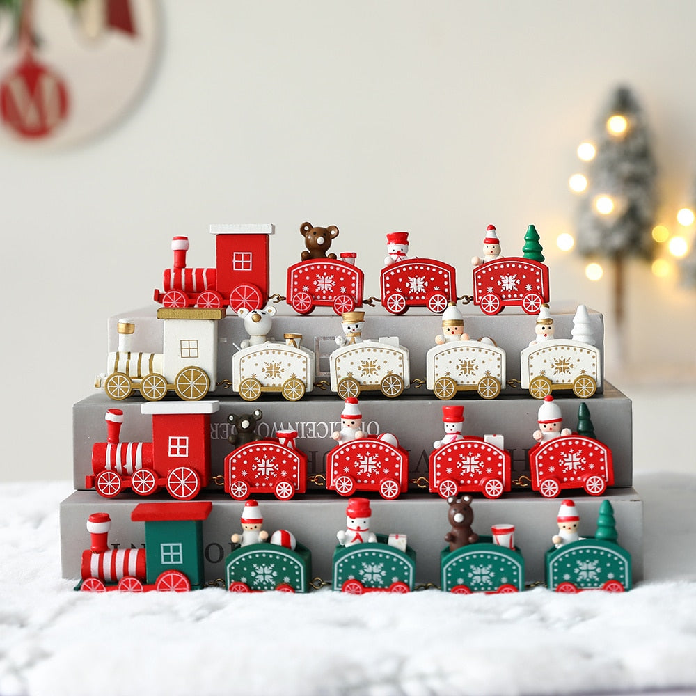 Wooden Train Christmas Ornament Decoration