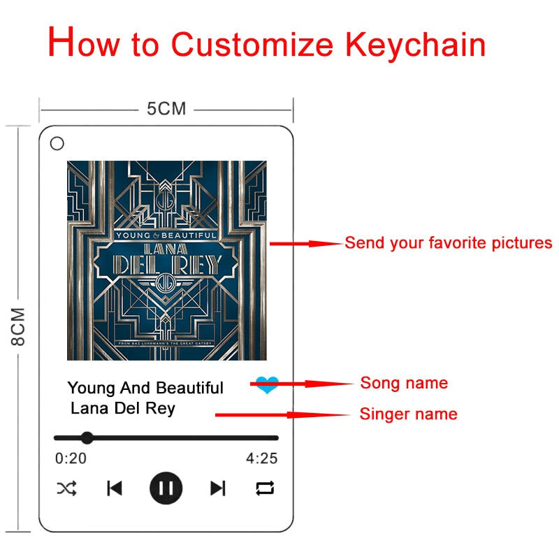 Custom Acrylic Spotify Code Music Keychain Keyring Personalised