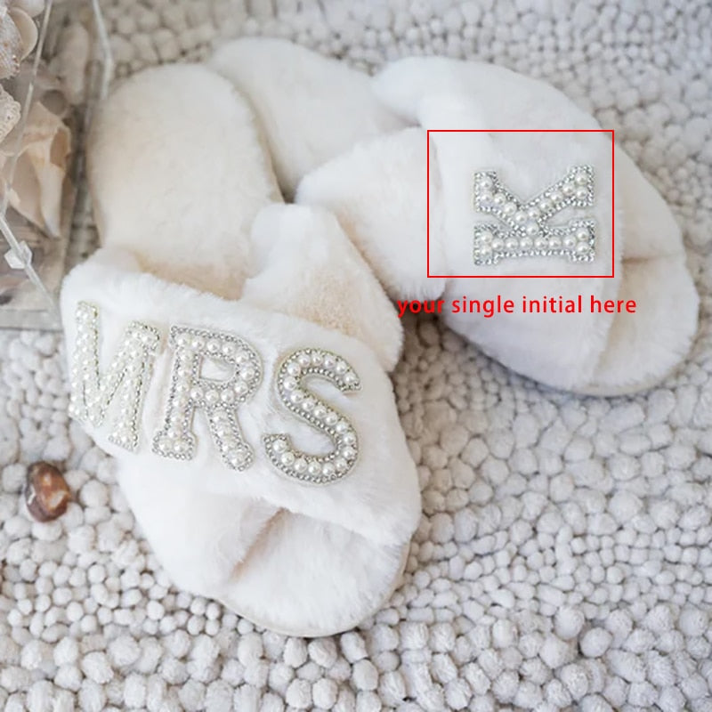 Personalised Mrs Bridal Wedding Slippers