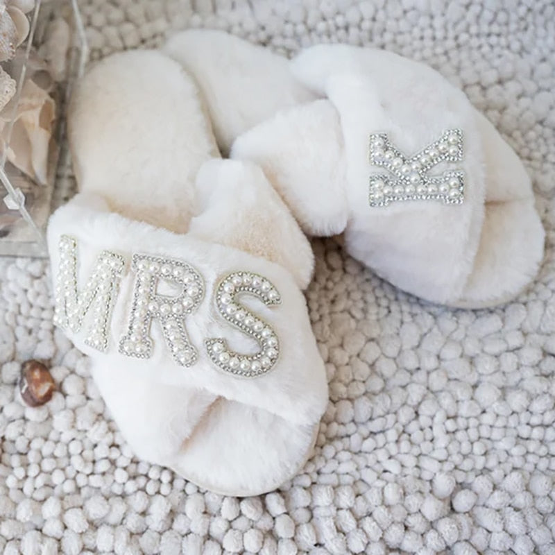 Personalised Mrs Bridal Wedding Slippers