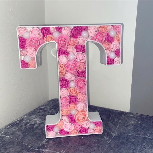 Pink Shade Mix Rose LED Letter Initial  Lights