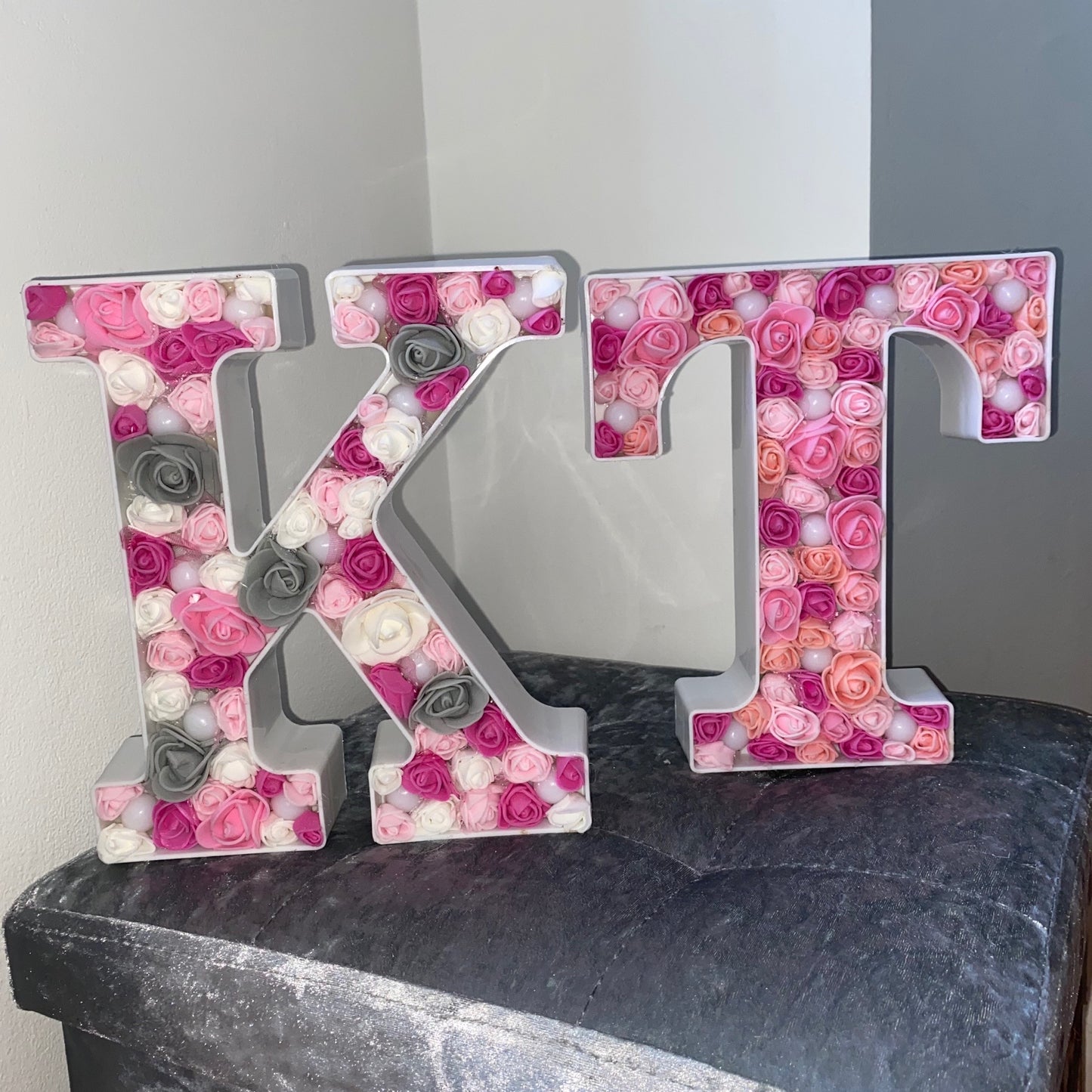 Pink Shade Mix Rose LED Letter Initial  Lights