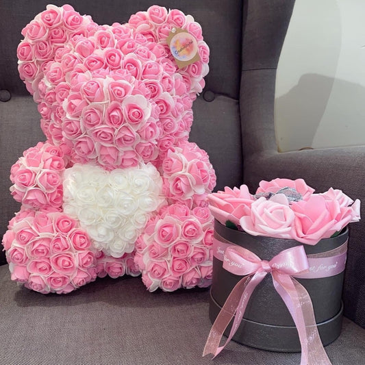 Mixed 40cm Heart Teddy Rose Bears