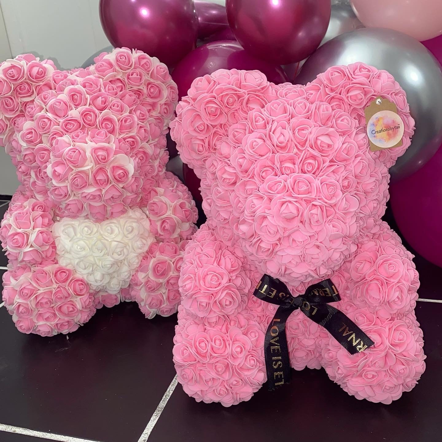 Mixed 40cm Heart Teddy Rose Bears