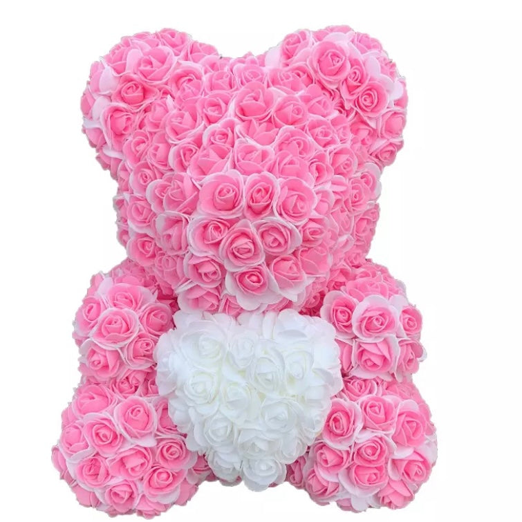 Mixed 40cm Heart Teddy Rose Bears