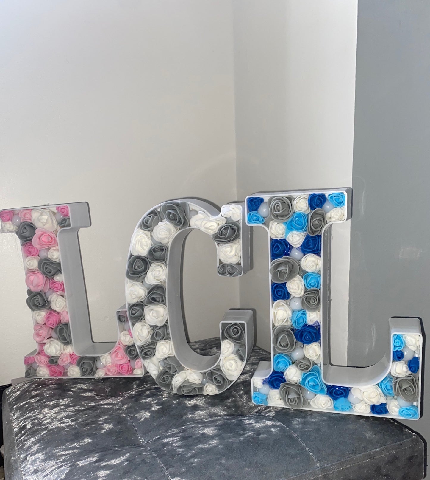 Grey and white Rose  LED Letter Lights