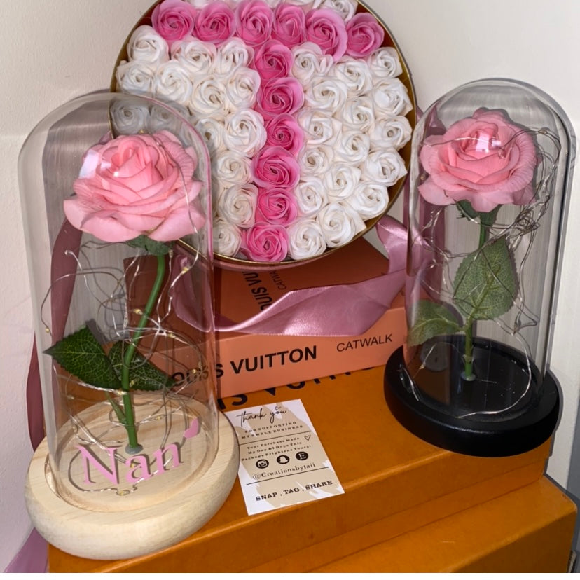 Customised LED Light Up Rose Domes