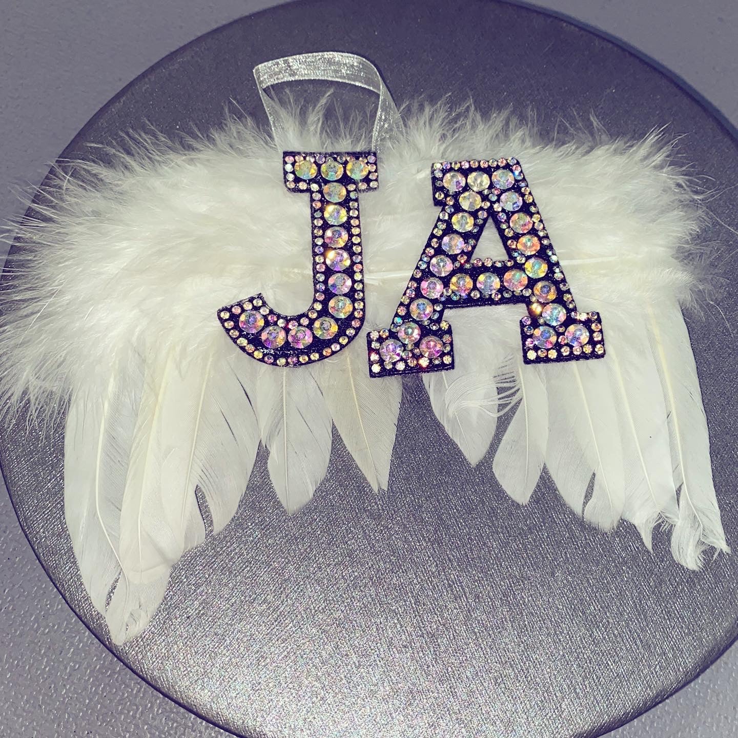 Custom Christmas Tree Feather Angel Bauble Ornament