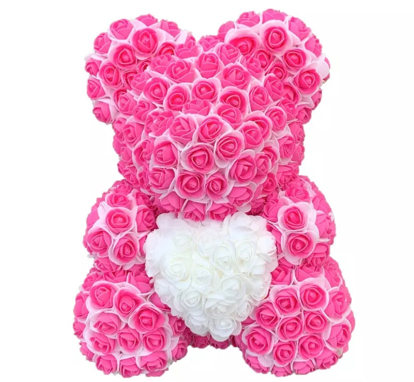 Mixed 40cm Heart Teddy Rose Bears