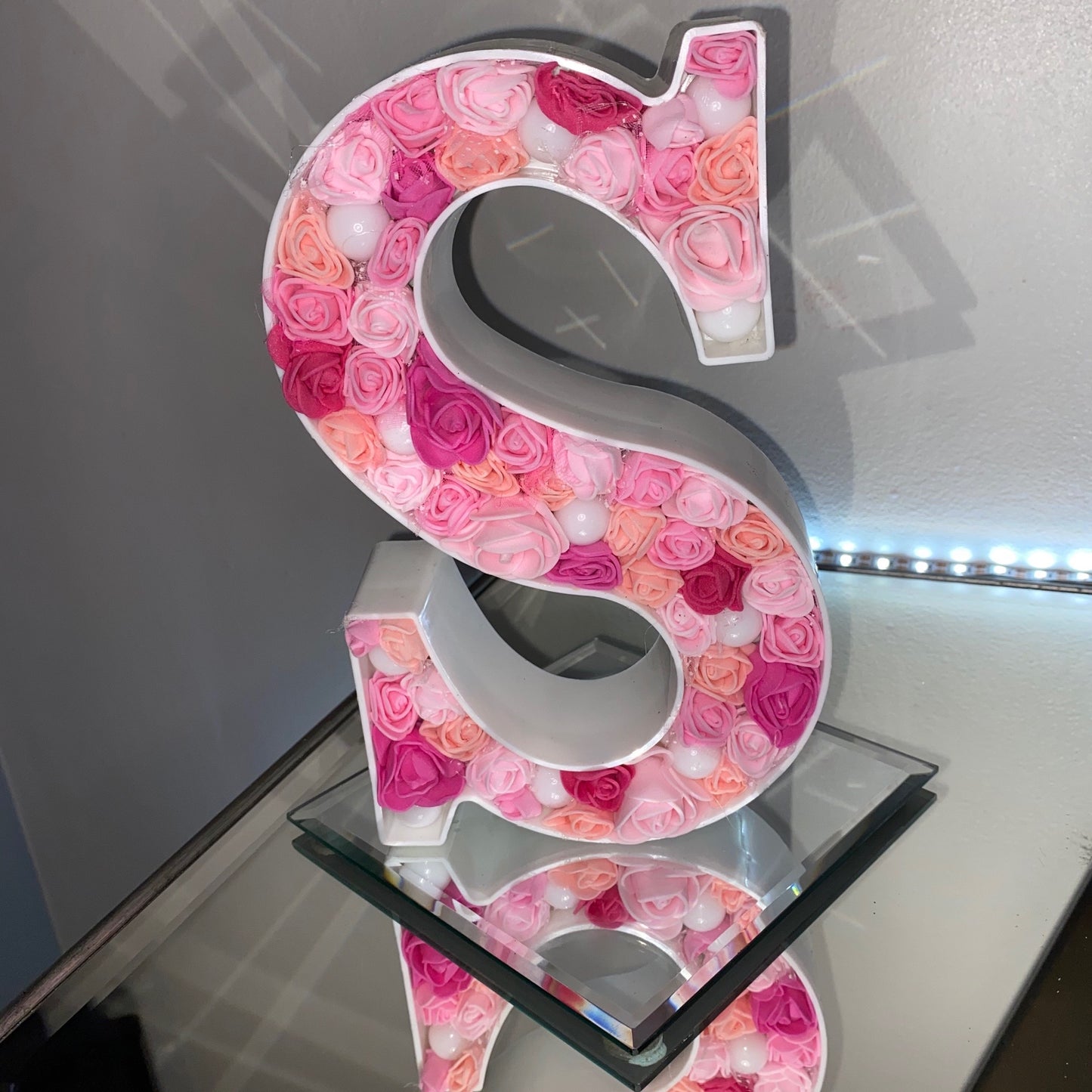 Pink Shade Mix Rose LED Letter Initial  Lights