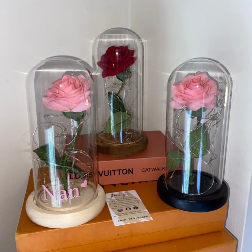 Customised LED Light Up Rose Domes