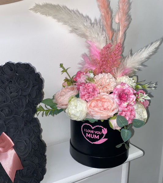 Mum Black & Pink Flower Box(express item)