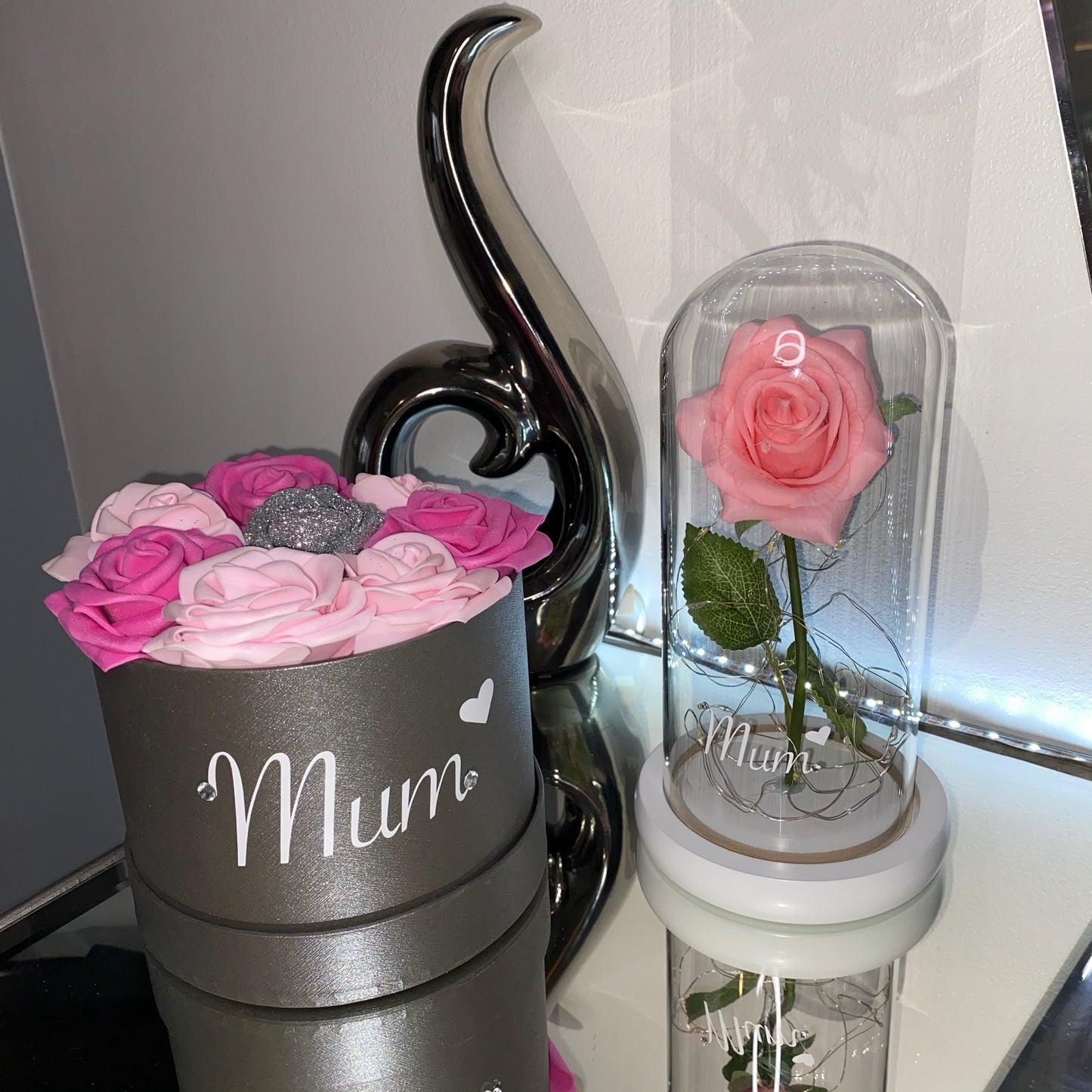 MUM/NAN Customised LED Light Up Rose Dome